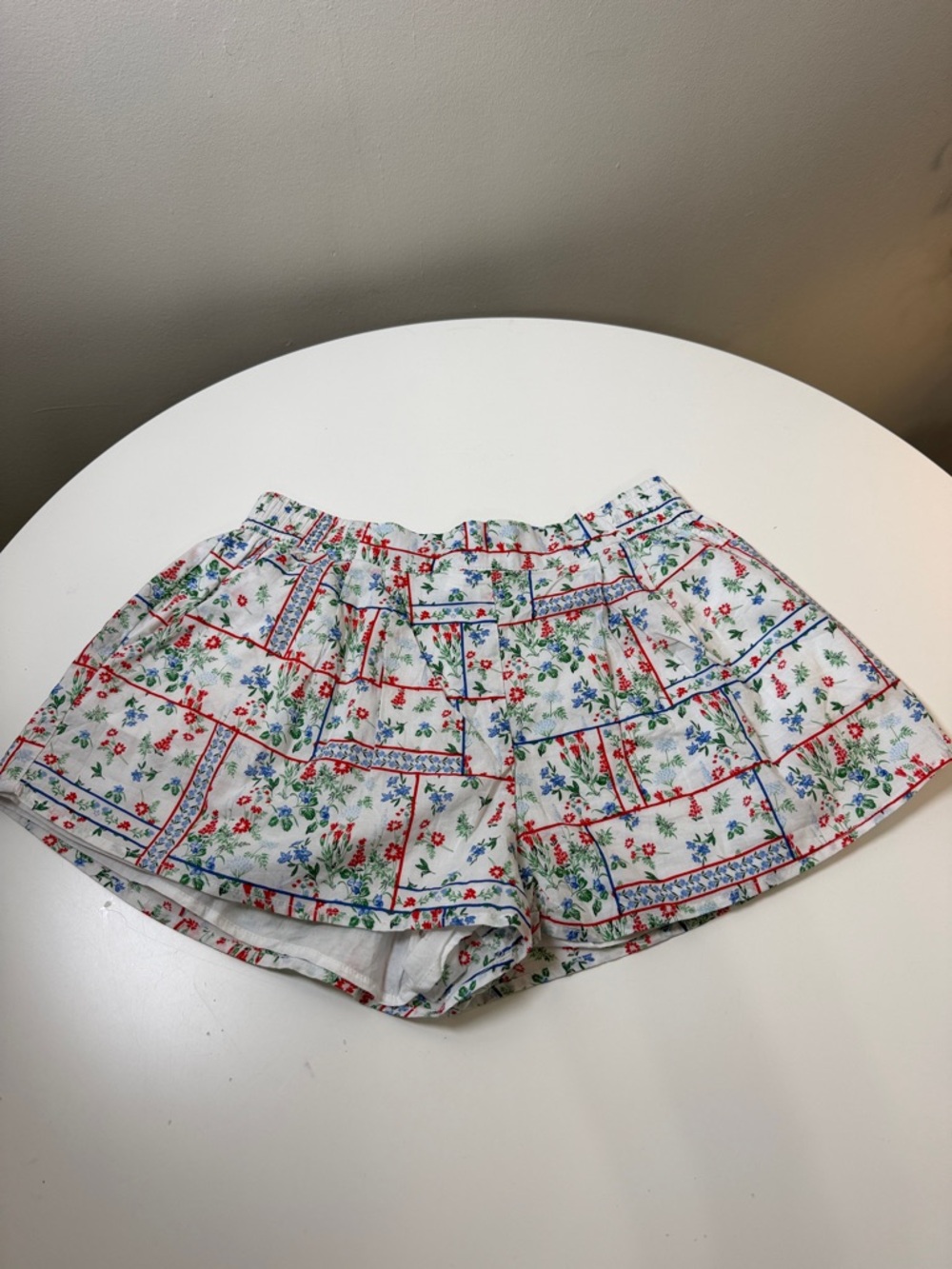 Janie and Jack White Floral Patchwork Skort with Red & Blue‎ Details